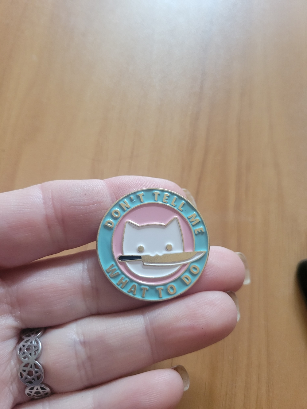 👻BUY 1 GET 1 FREE👻Cute Cat Enamel Pin - Pink & Aqua "Don't Tell Me What To Do"